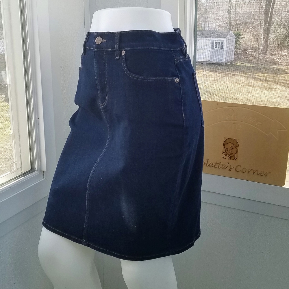 Ann Taylor Loft Dark Wash Denim Pencil Jean Skirt